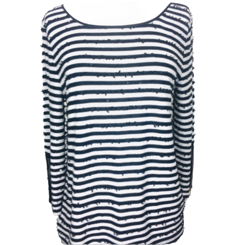 {Ann Taylor} Striped Sequin Detailed Sweater